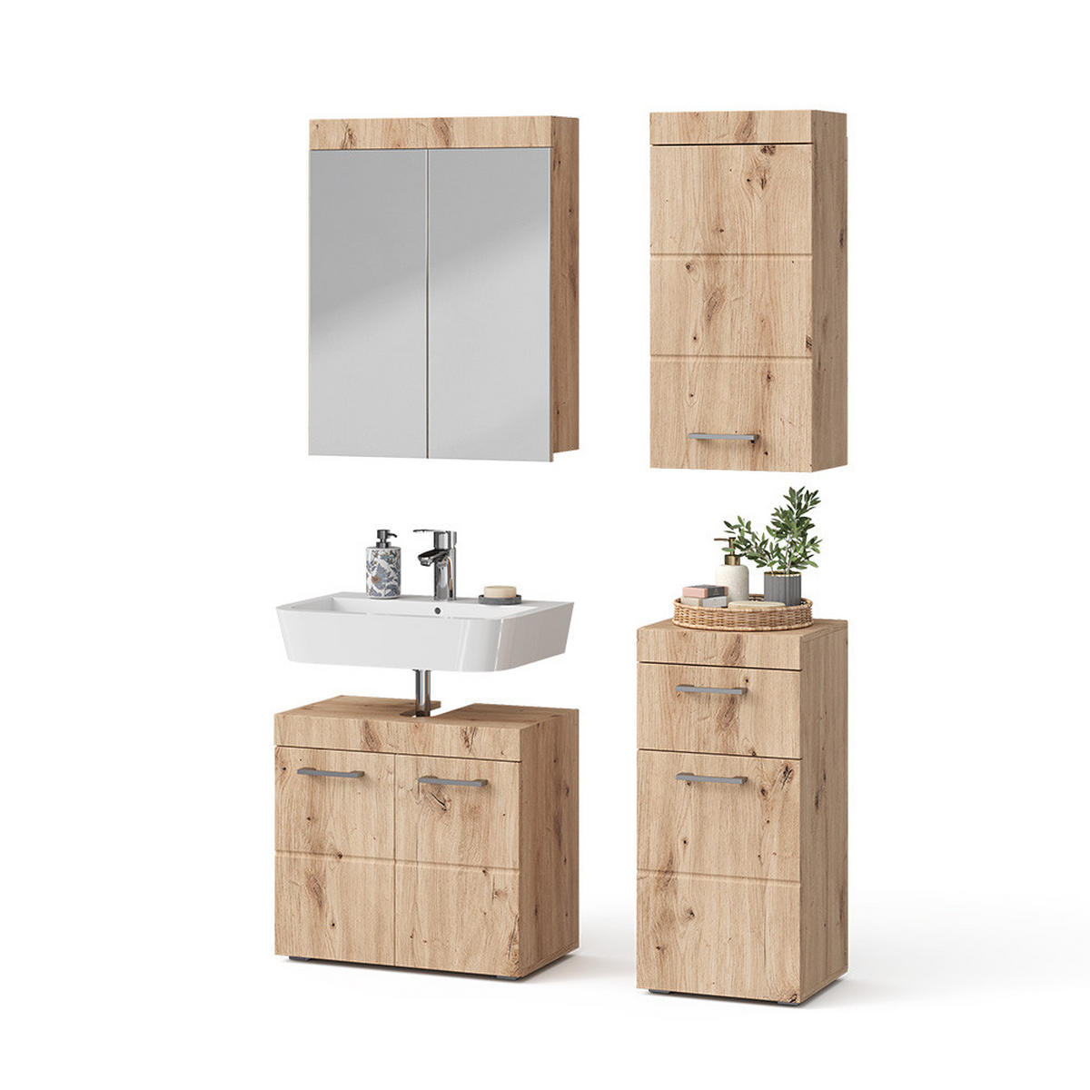 SADA NÁBYTKU DO KOUPELNY Luna Dub Wotan - dub Wotan, kompozitní dřevo (60/56/34cm) - Vicco