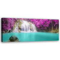 WANDBILD wasserfall natur violett - Lila, Textil (90/30cm) - Feeby