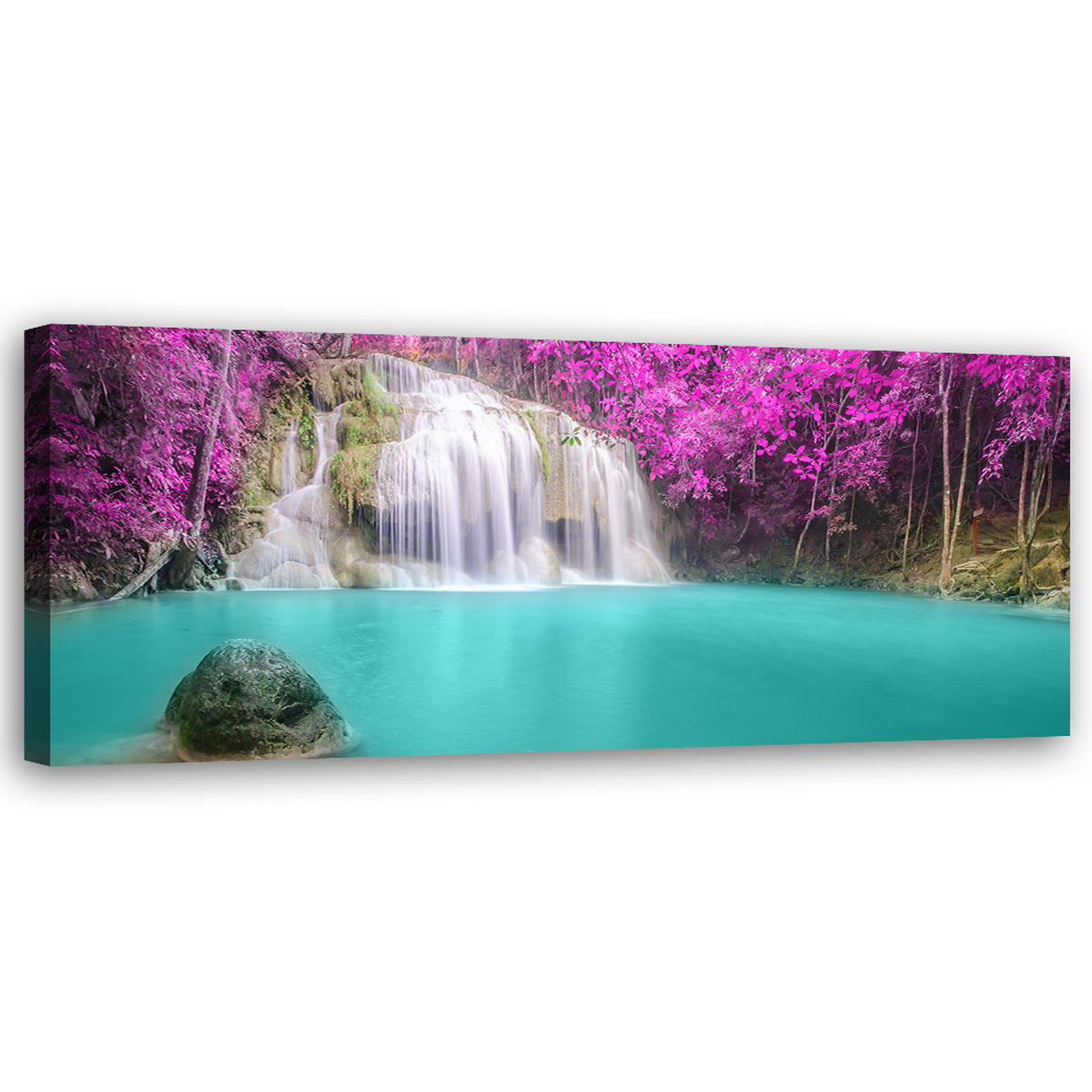 WANDBILD wasserfall natur violett - Lila, Textil (90/30cm) - Feeby