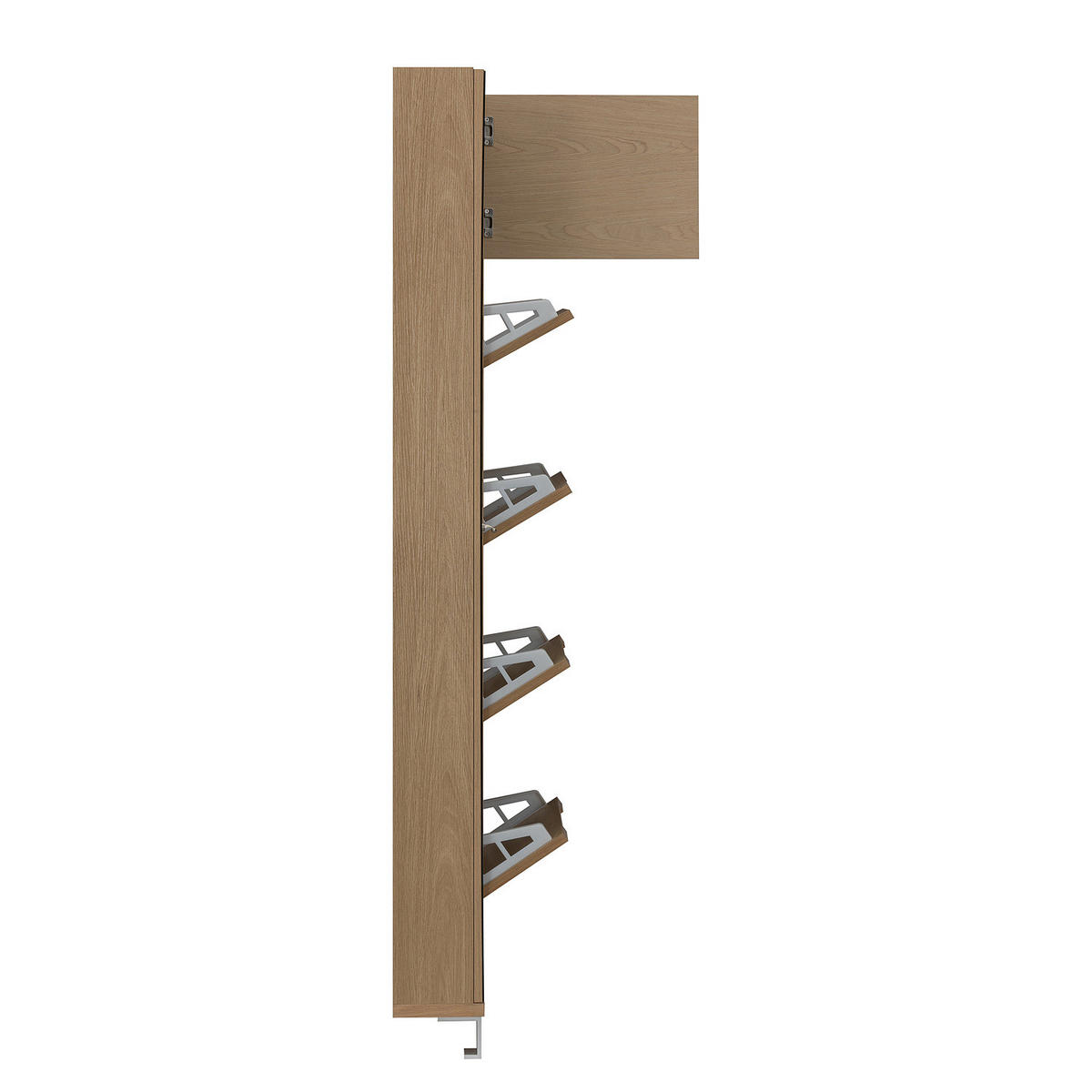 FURNIERTER SCHUHSCHRANK mit Spiegeltür - Eichefarben, Holzwerkstoff/Metall (84/185/17cm) - home24