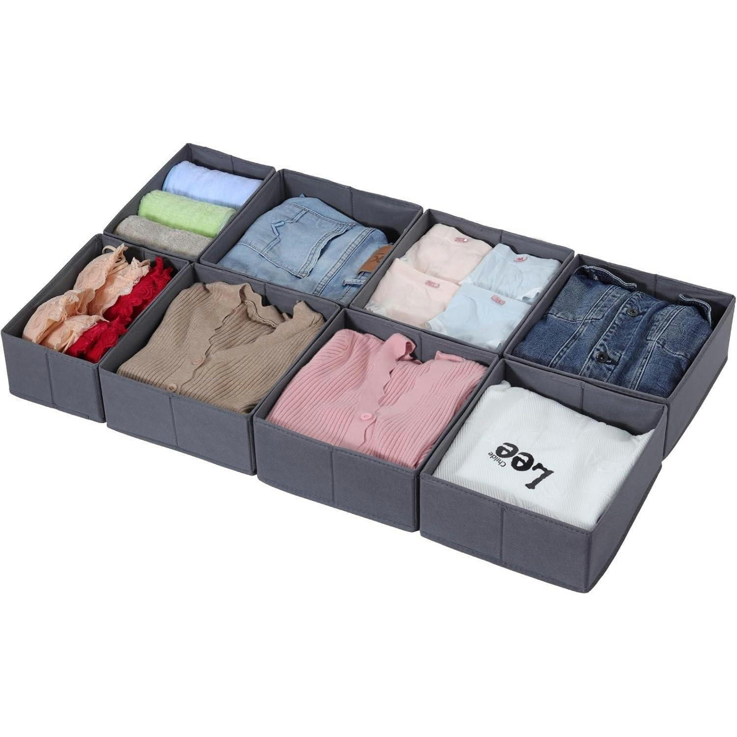 SCHUBLADEN Organizer 8er Set Grau für PAX Kleiderschrank 100x58 cm - Grau, Textil (24/11/26cm)