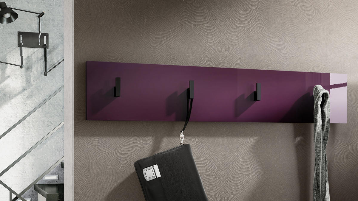 GARDEROBENPANEEL Linea Brombeer Hochglanz - Brombeere, Holzwerkstoff (72.5/14.5/3.5cm) - Vladon