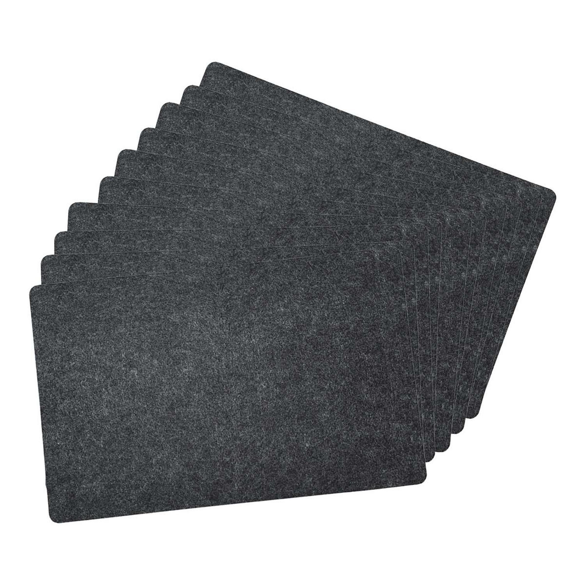 PLATZSETS, 10 Stück, Filz-Optik, dunkelgrau - 45 x 30 cm - Dunkelgrau, Textil (45/30/0.3cm) - Kesper
