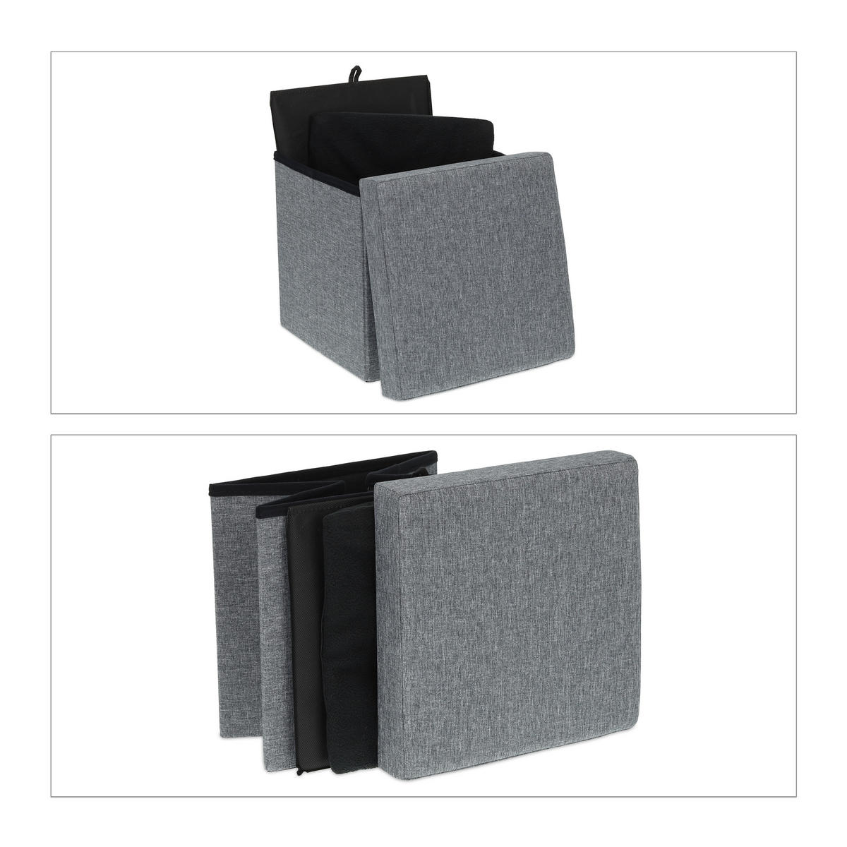 KATZENHÖHLE - Grau, Holzwerkstoff/Textil (37/38.5/37cm) - Relaxdays