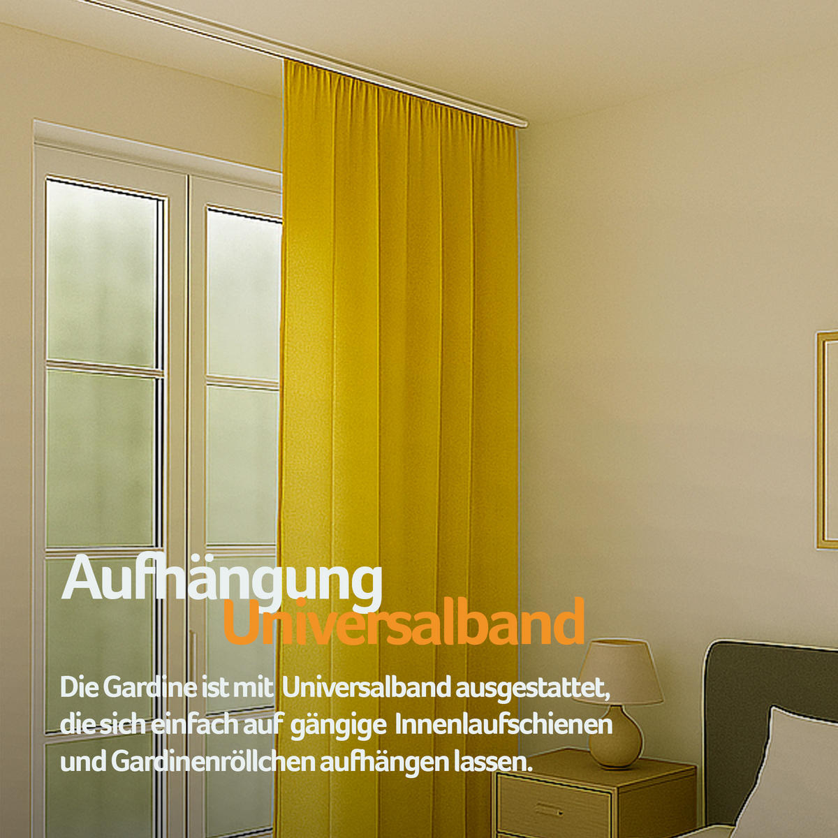 VORHANG Blickdicht ( 140x145cm ) mit Kräuselband / Universalband in Gelb - Hellgelb, Textil (140/145cm) - Bestlivings
