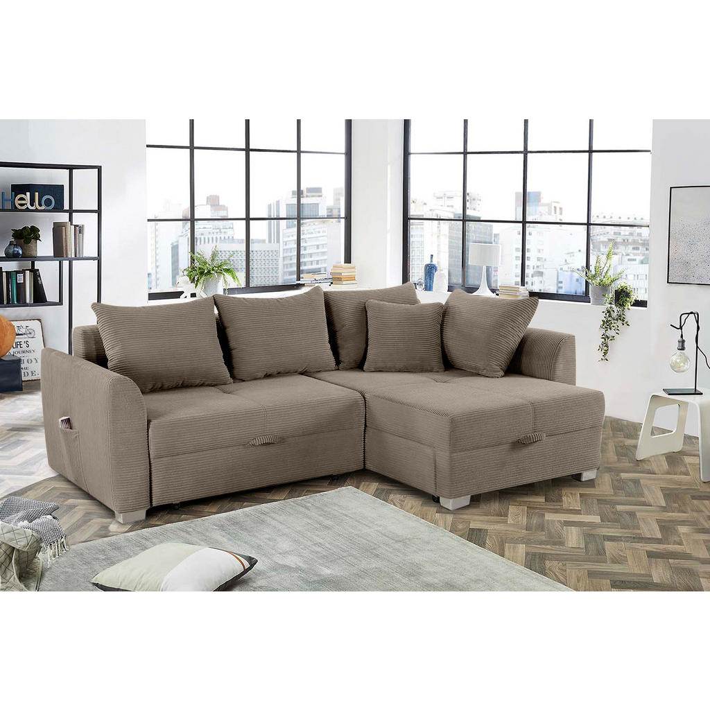 Thumbnail - luma-home Ecksofa, Braun, Textil, 4-Sitzer, Füllung: Polyurethan (Pur), Ottomane links, L-Form, rechts montierbar, seite...