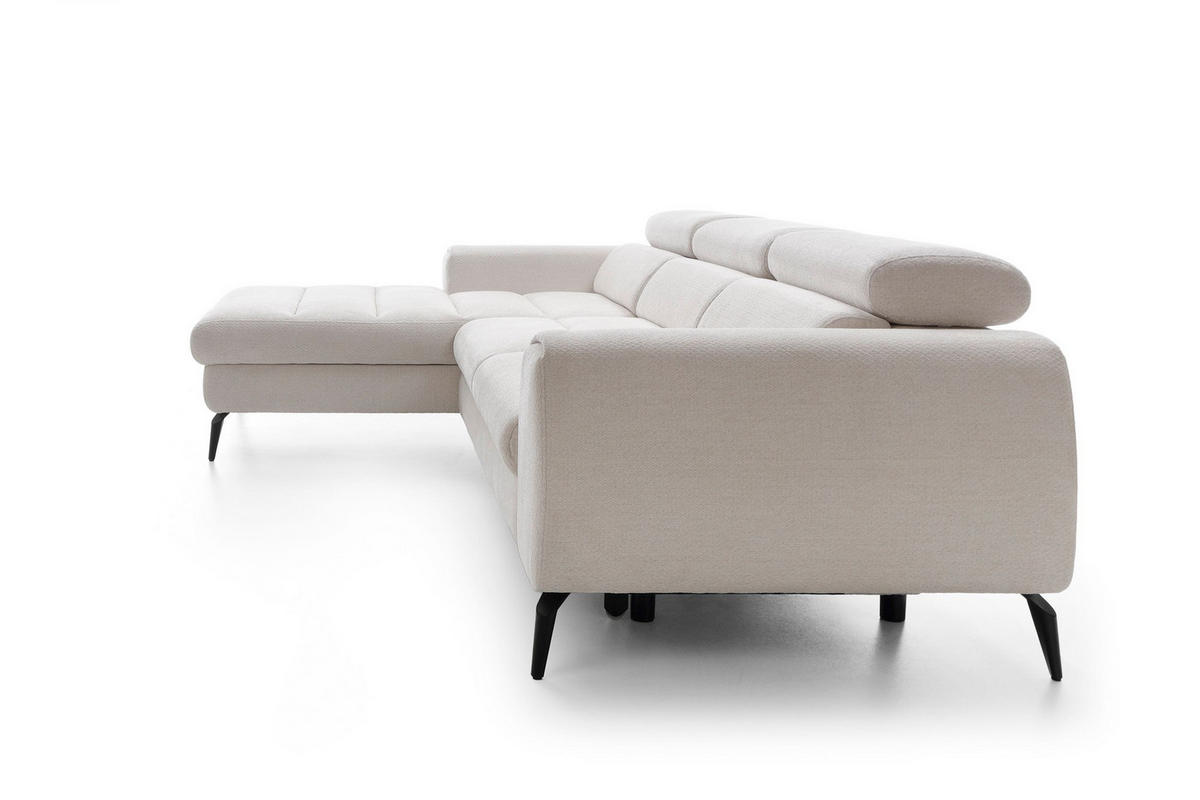 ECKSOFA NOTE Creme Chenille mit Schlaffunktion - Creme, Holz (270/184cm) - MASSENO