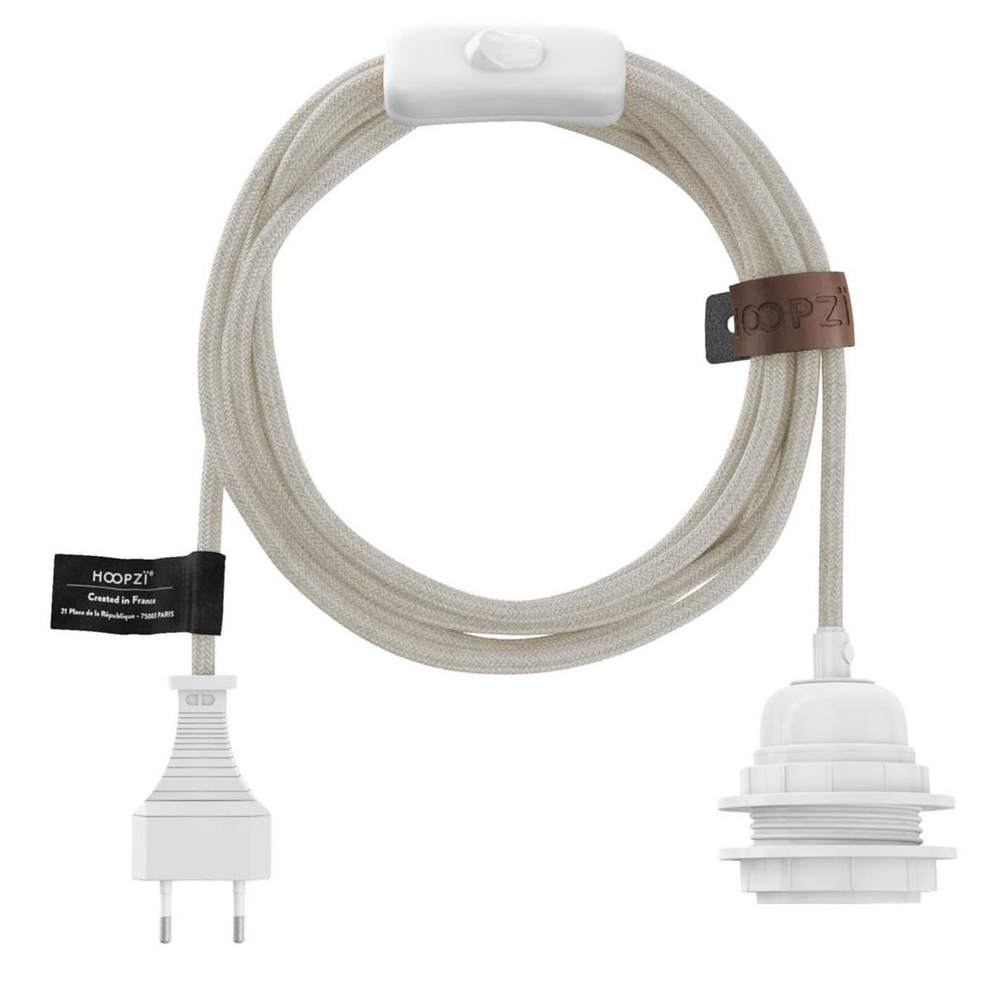 HÄNGELAMPE Bala mit Kabel und Schalter beige - Beige/Weiß, Textil (450/1/450cm) - HOOPZI