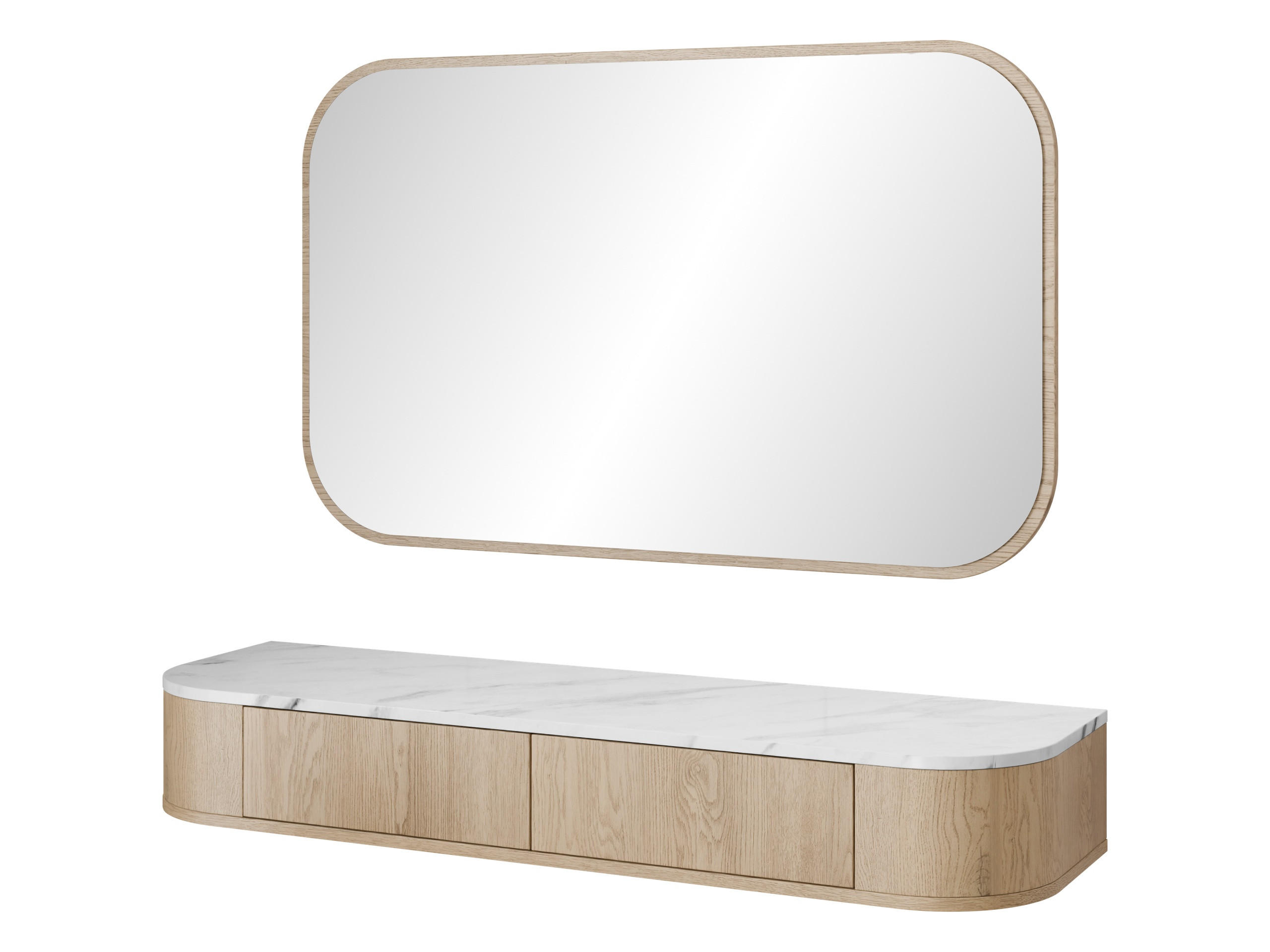 SCHMINKTISCH Lygrint + Spiegel - Eichefarben/Weiß, Holzwerkstoff (123/18/36cm) - MIRJAN24