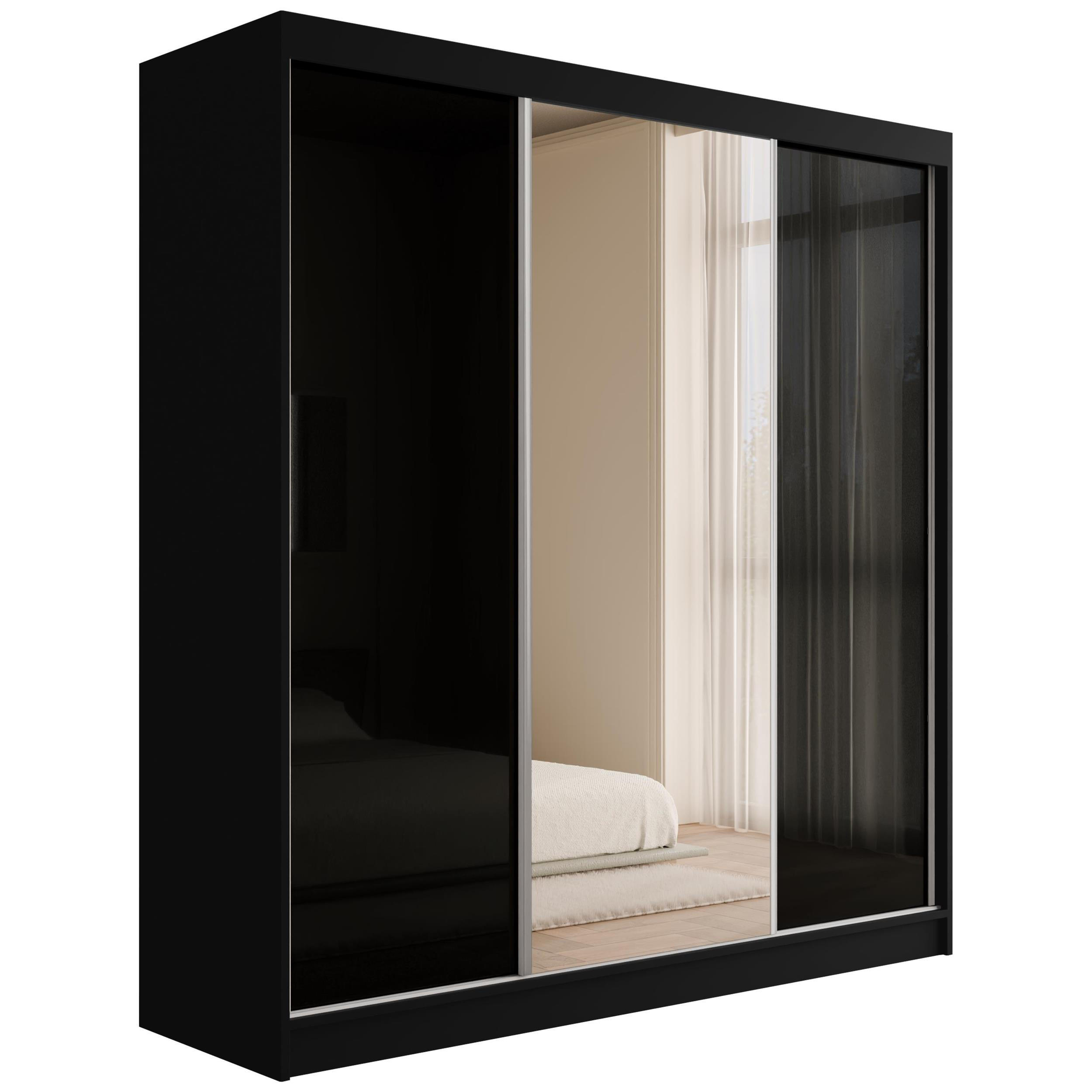 Altdecor Kleiderschrank Schwarz 200x215x61 cm