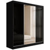 KLEIDERSCHRANK mit Spiegel V2-VITA 215x200 cm - Schwarz - Schwarz, Holzwerkstoff (200/215/61cm) - ALTDECOR
