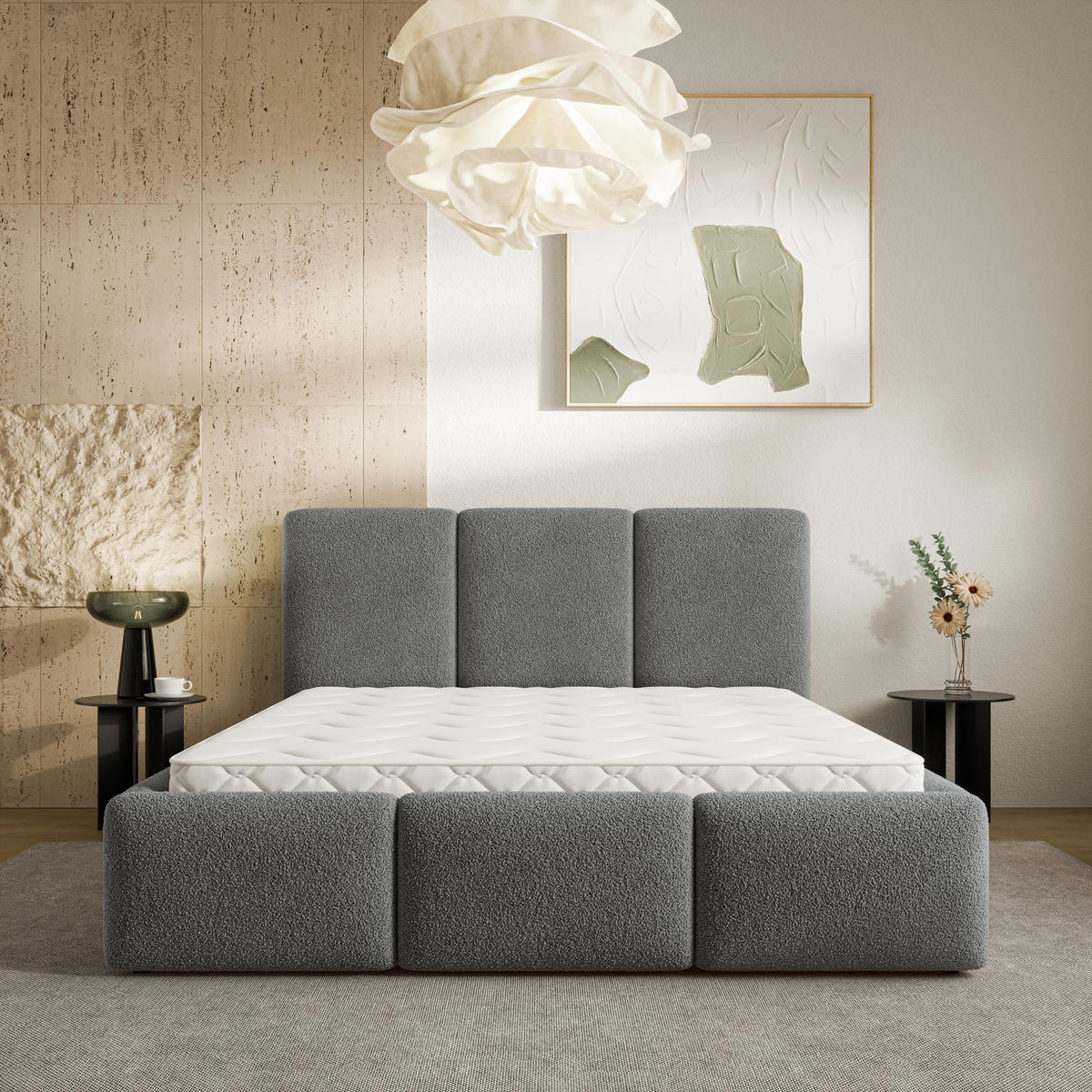 ČALOUNĚNÁ Postel ARSIL 180x200 cm Šedá - šedá, kompozitní dřevo/textil (180/200cm) - MASSENO