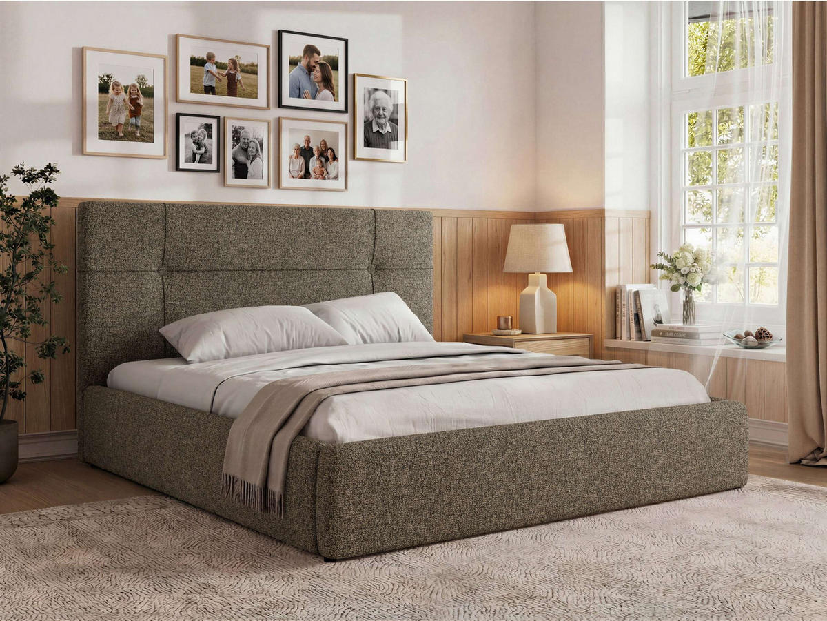 ČALÚNENÁ POSTEĽ CALERIO CLASSIC 180/200 - Sivá Štruktúrovaná látka - Matrac Multipocket - čierna/sivá, textil/plast (180/200cm) - MKS