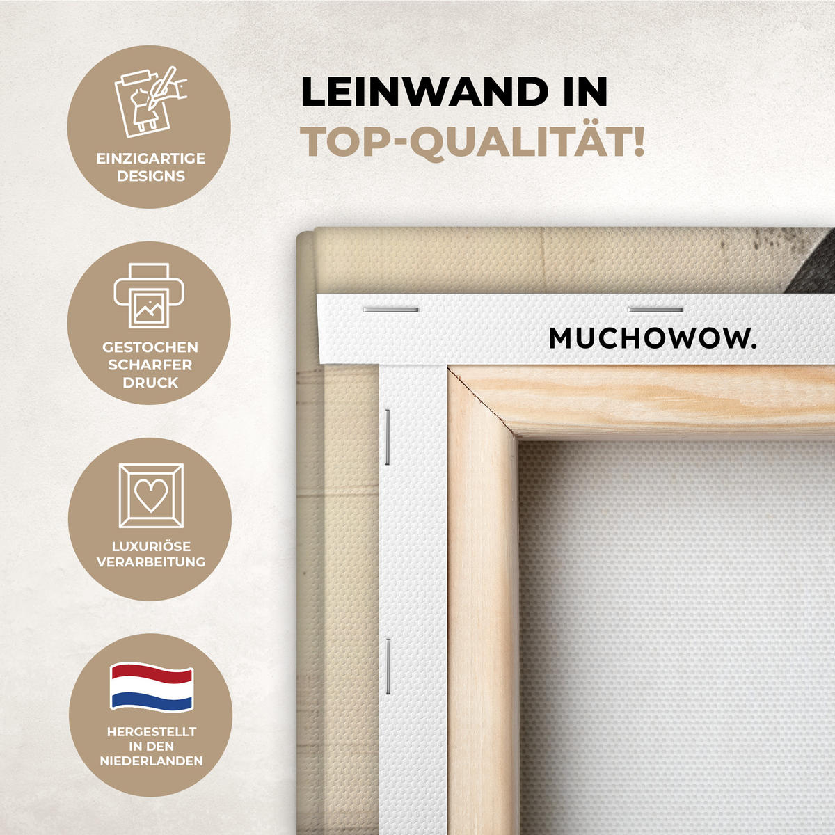 LEINWANDBILD Kreise - Balken - Schwarz - Abstrakt Deko Groß 90x90 cm - Schwarz, Textil (90/90cm) - MuchoWow