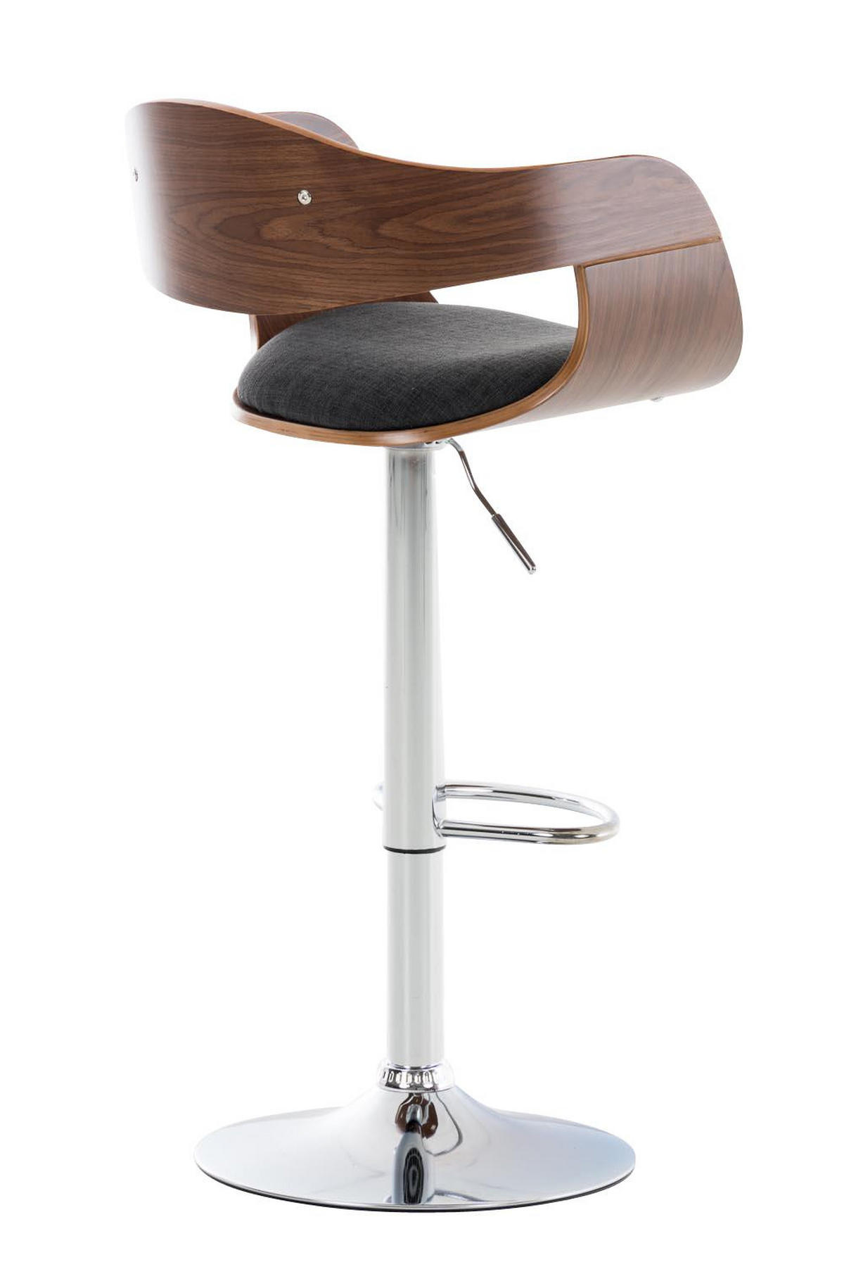 BARHOCKER 2er Set Stoff walnuss/dunkelgrau - Chromfarben/Dunkelgrau, Textil/Metall (50/88/48cm) - CLP