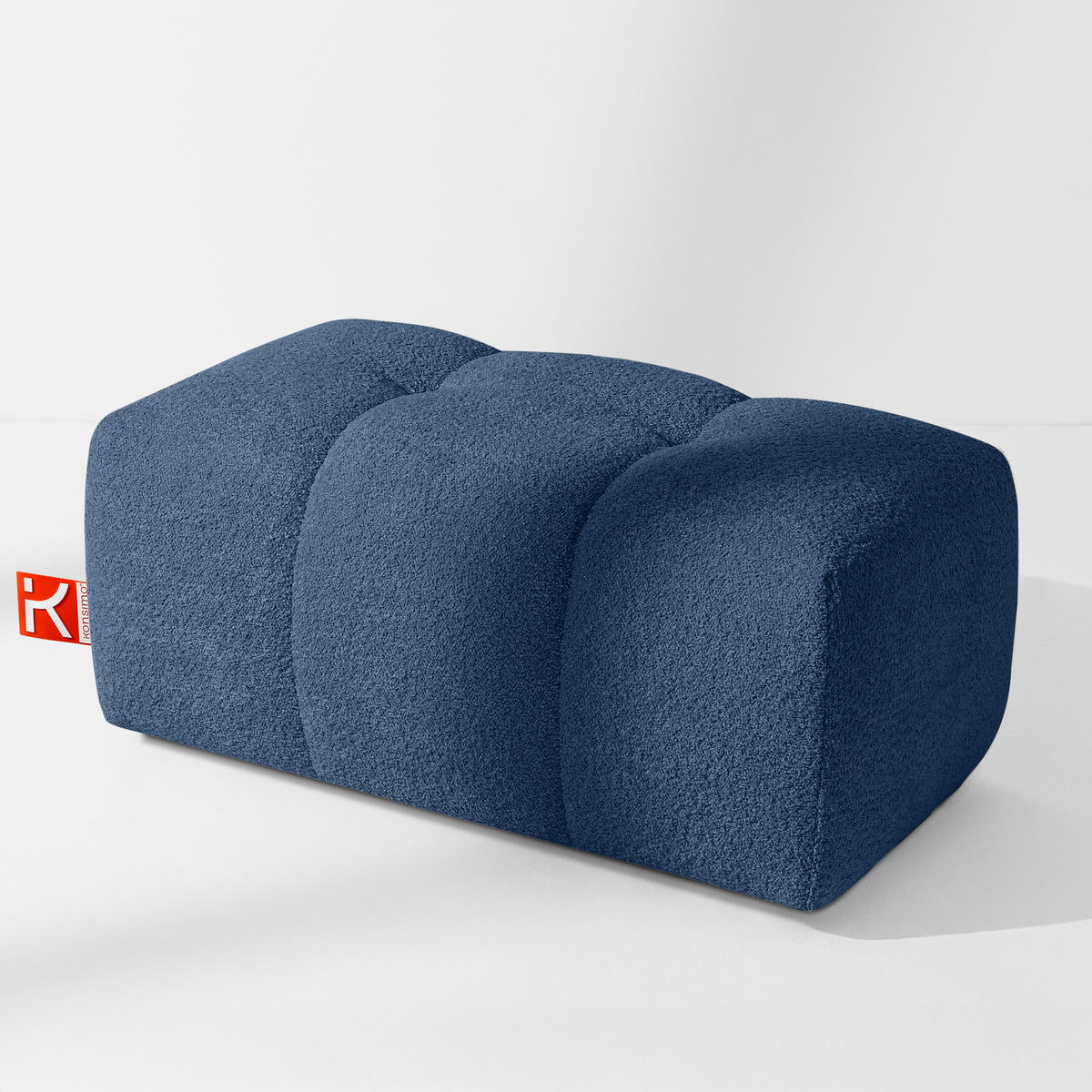 POUF RAVIA, Bouclé, Marineblau - Dunkelblau, Holz/Textil (96/45/50cm) - KONSIMO®