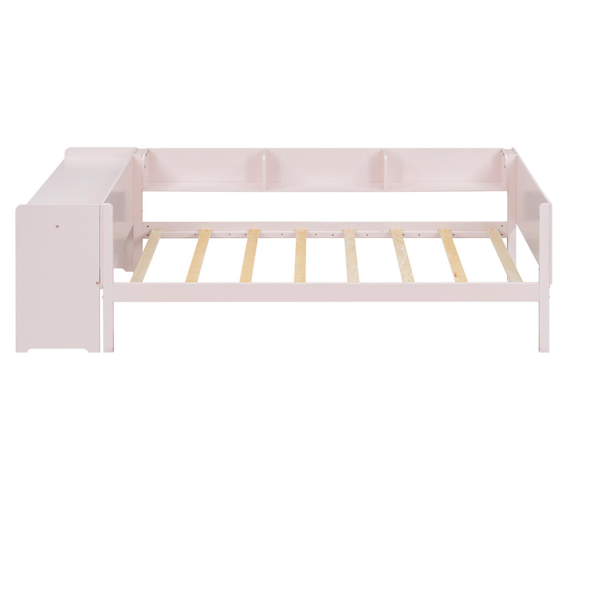 POLSTERBETT aus Kiefernholz 90x200 cm in Rosa mit Rollbett & Schreibtisch - Rosa, Holz (90/200cm) - Modfu