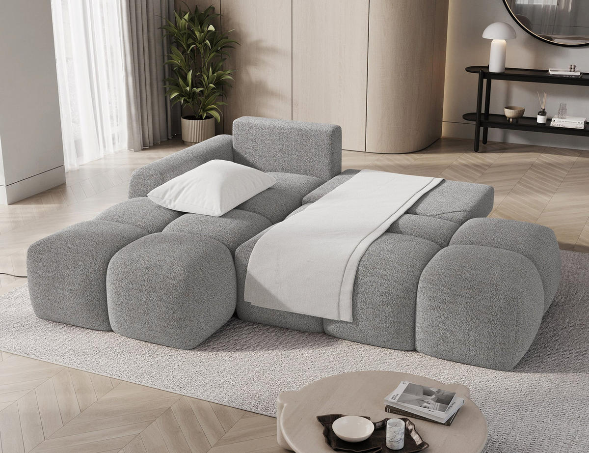ECKSOFA VITTARIO mit Schlaffunktion & Bettkasten – Modernes L-Sofa 227 cm, inklusive Kissen - Grau, Kunststoff (227/95cm) - Wohnideebilder