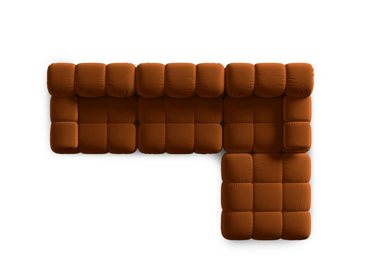 MODULARES-SOFA Bellis aus Samt terrakotta 4 Sitzplätze - Terra cotta, Textil (188/63/282cm) - Micadoni