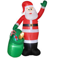AUFBLASBARER-WEIHNACHTSMANN Polyester Rot - Rot, Textil (90/275/180cm) - Outsunny