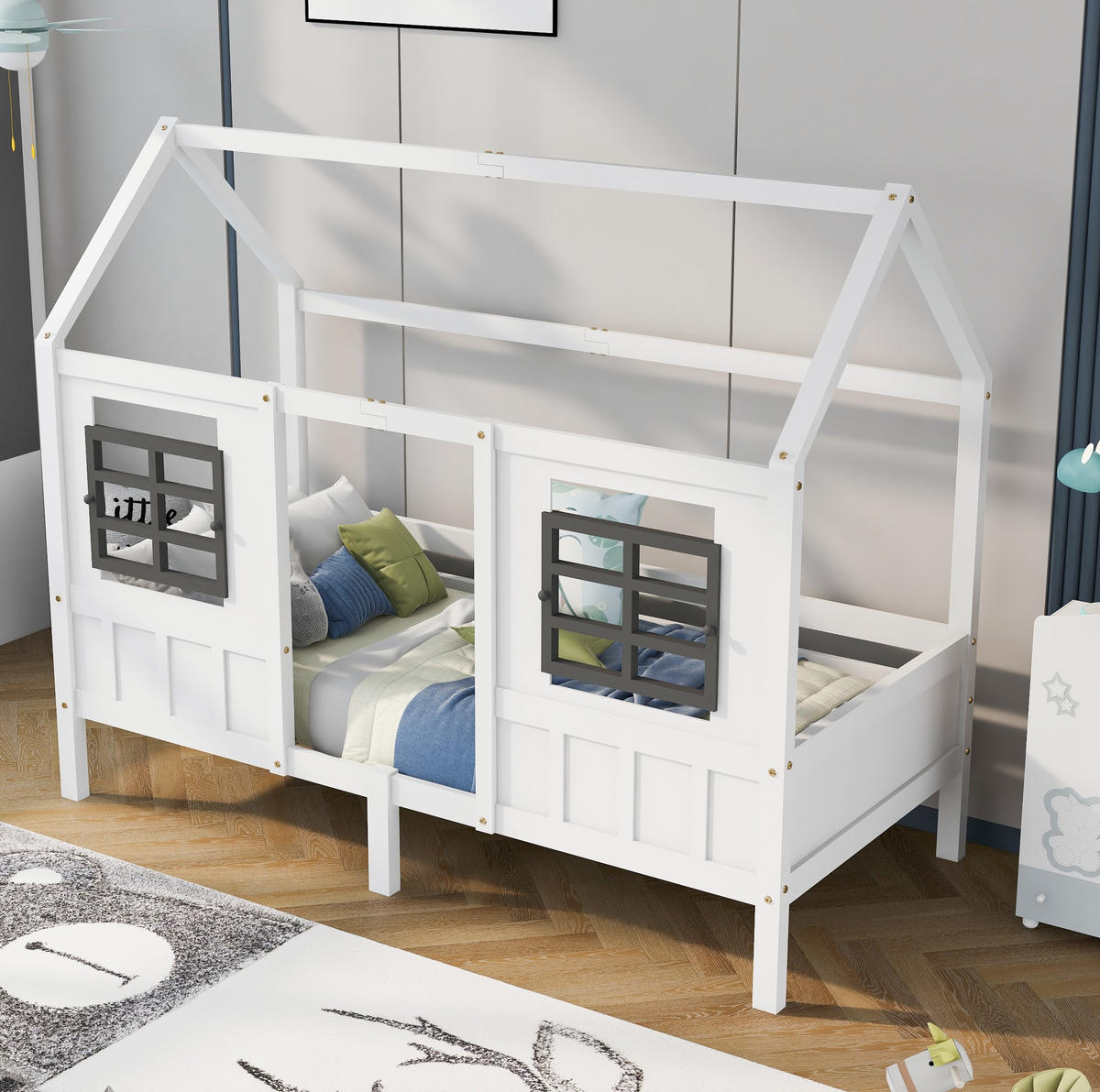 HAUSBETT 200/90 cm Weiß - Weiß, Holz - Raumix