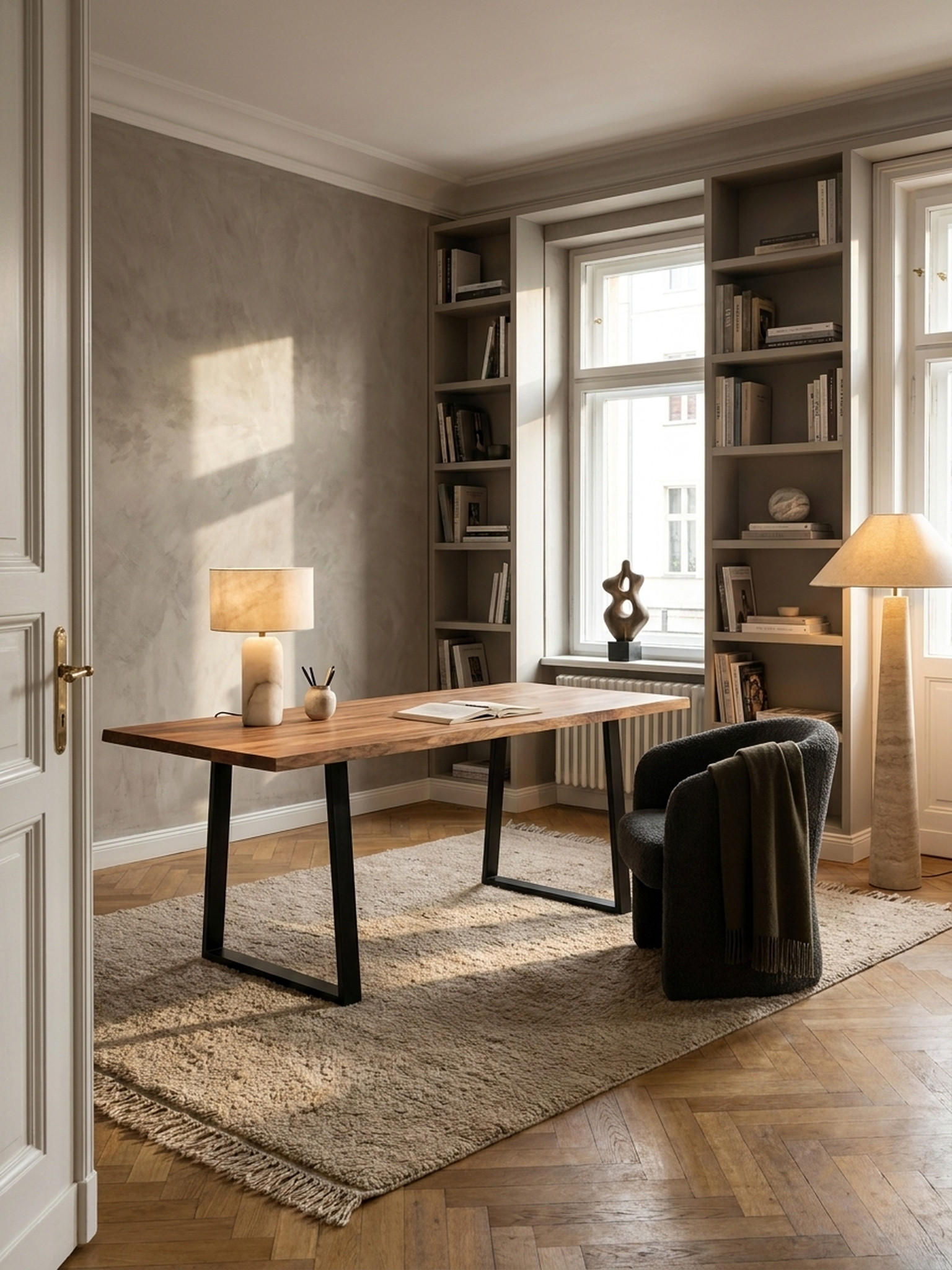 SCHREIBTISCH Massivholz Baumkante Trapezgestell, Akazie 140x80x76 cm - Schwarz/Akaziefarben, Holz/Metall (140/80/76cm) - KADIMA DESIGN
