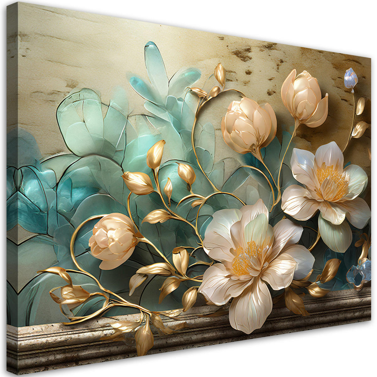 WANDBILD glas abstrakt blumen - Multicolor, Textil (60/40cm) - Feeby