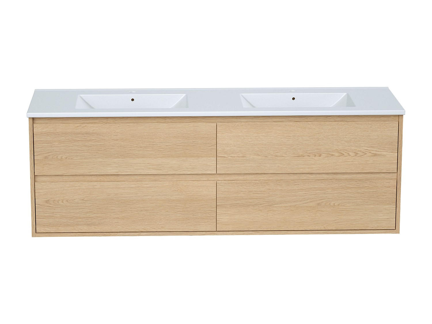 DOPPELWASCHTISCH - 150 cm x 45 cm - Holz, Platte - Naturfarben Hell - MILIPAM - Naturfarben, Holz (150/50/45cm) - Vente-Unique