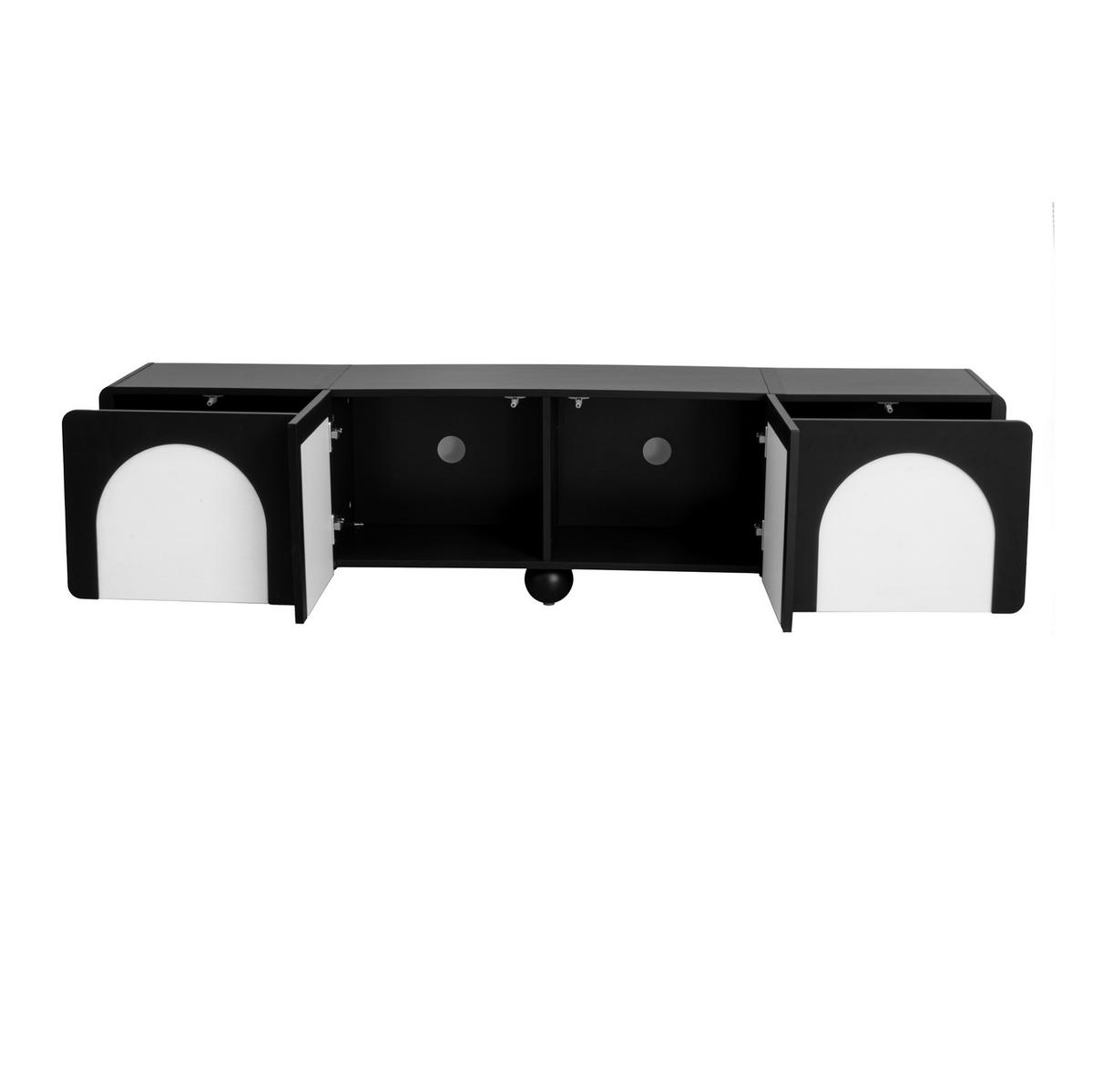 TV ormarić 180/38/45 cm crno-bijeli od MDF-a i PB-a s 2 ladice i 2 vrata - crna, drvni materijal (180/45/38cm) - OKWISH