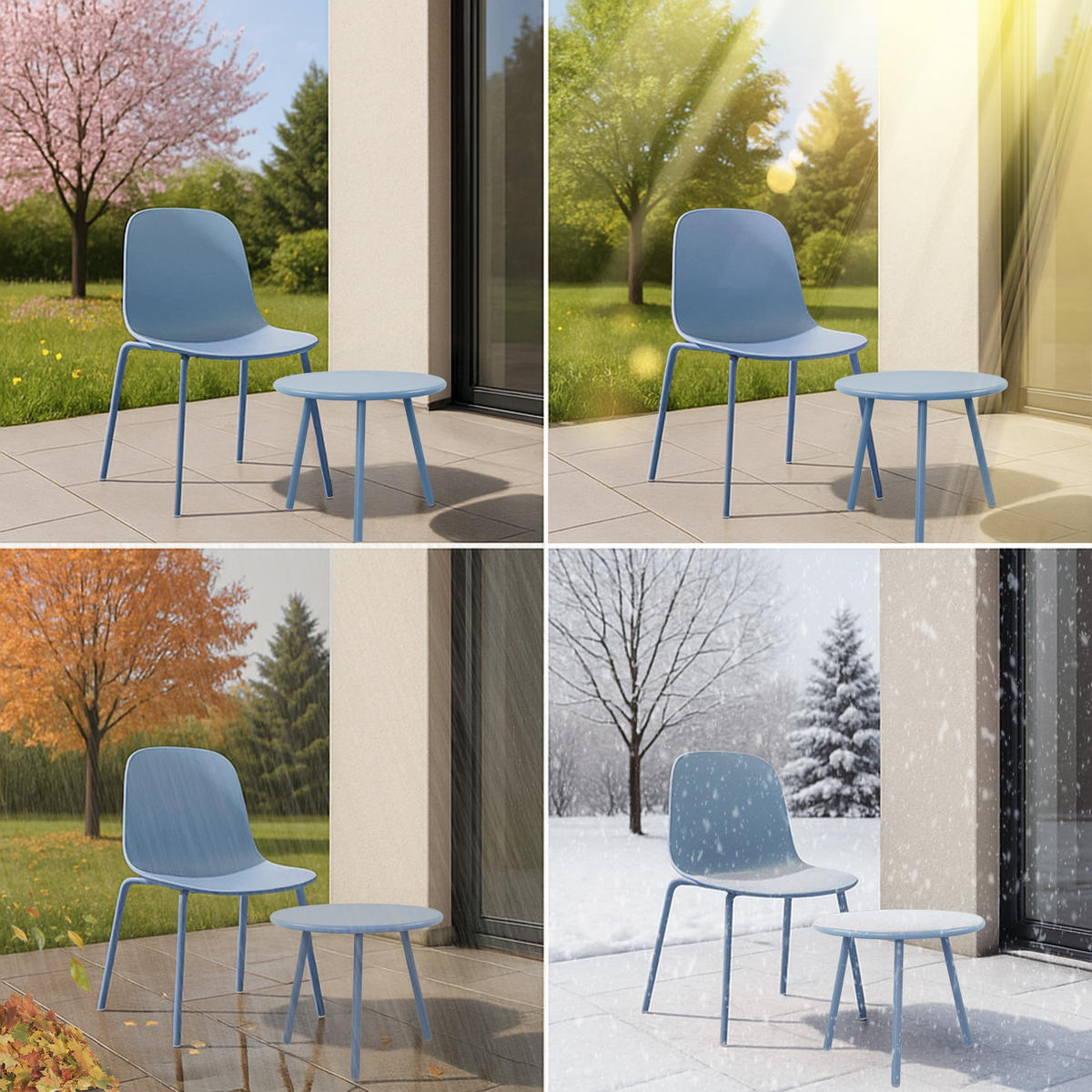GARTENSITZGRUPPE Kunststoff Blau - Blau, Kunststoff - CLP