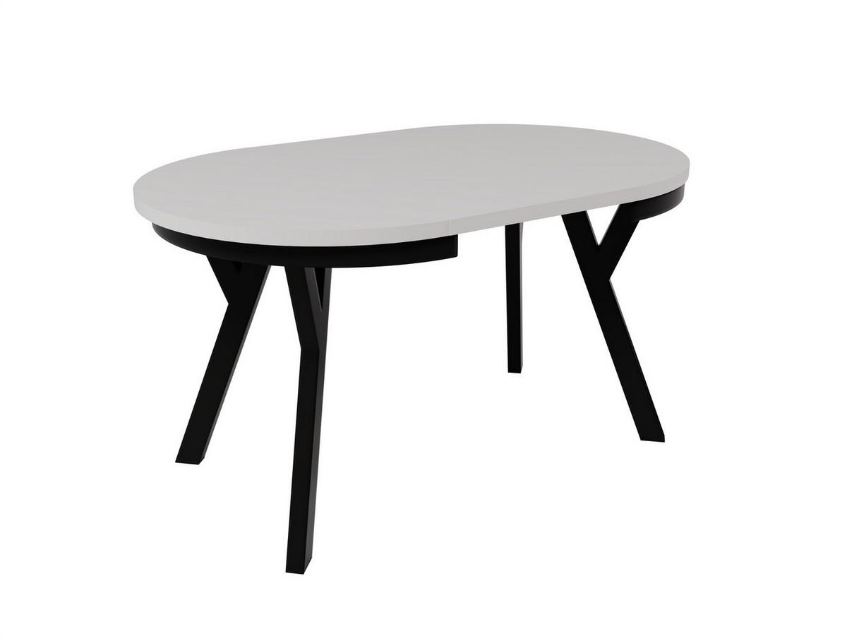 ESSTISCH ARI Rund (90-190 cm Ausziehbar Weiß Matt Metallbeine Schwarz) - Schwarz/Weiß, Holz/Holzwerkstoff (90/90/76cm) - Ravio