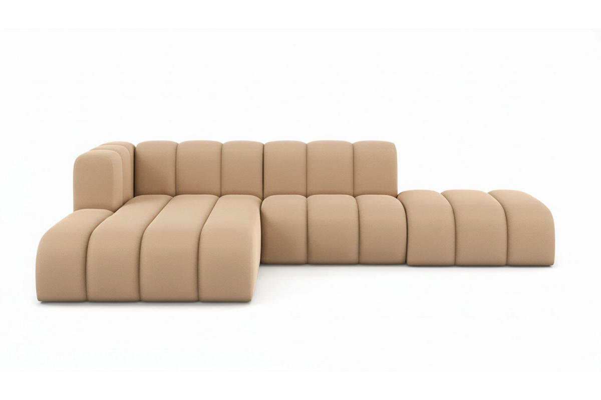ECKSOFA L-form mit Hocker, Grand Mini, Stoff Salvador, Beige, Links - Beige, Holz (295/179cm) - Kaiser Möbel