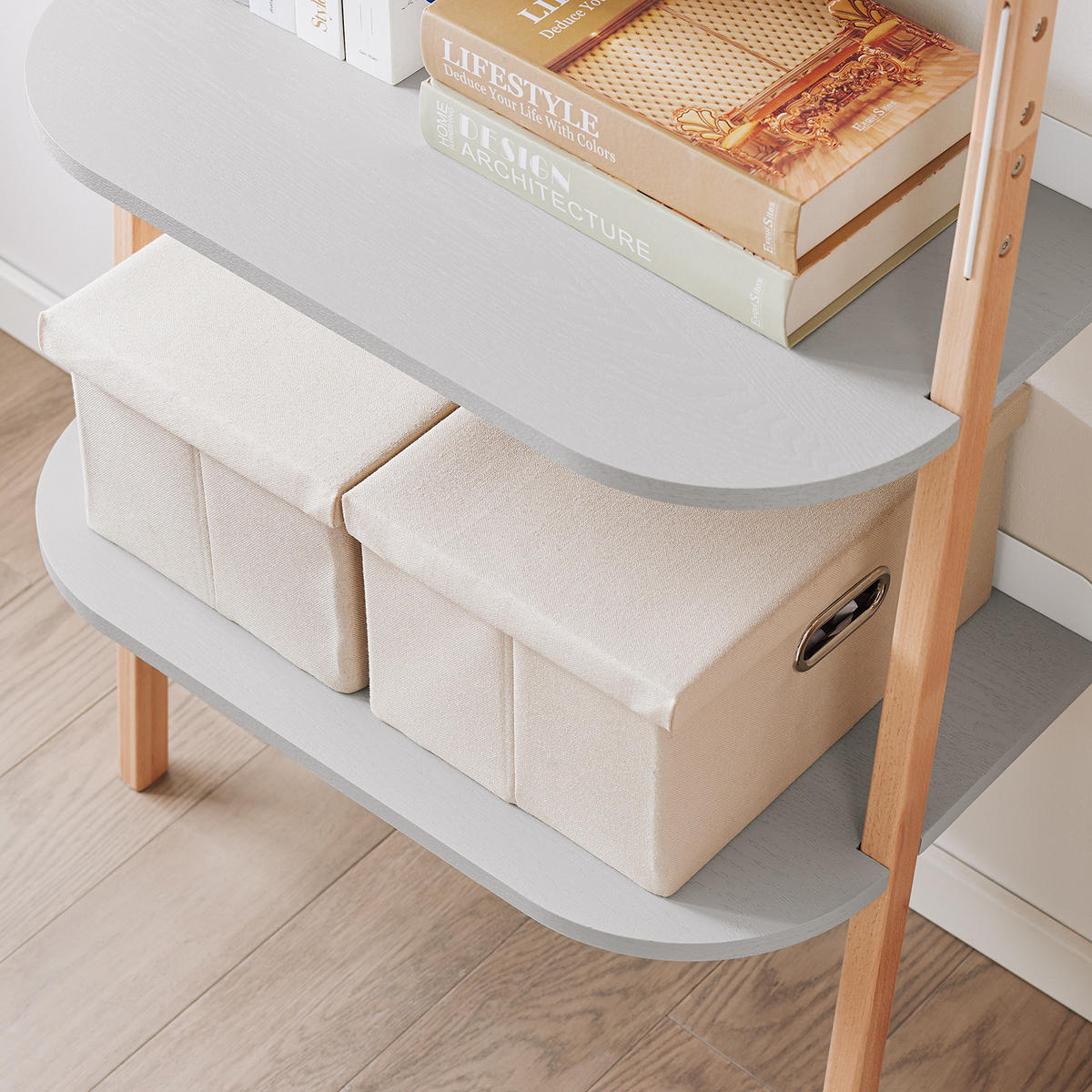 BÜCHERREGAL Grau-Natur - Naturfarben/Grau, Holz/Holzwerkstoff (65/169/39cm) - SoBuy