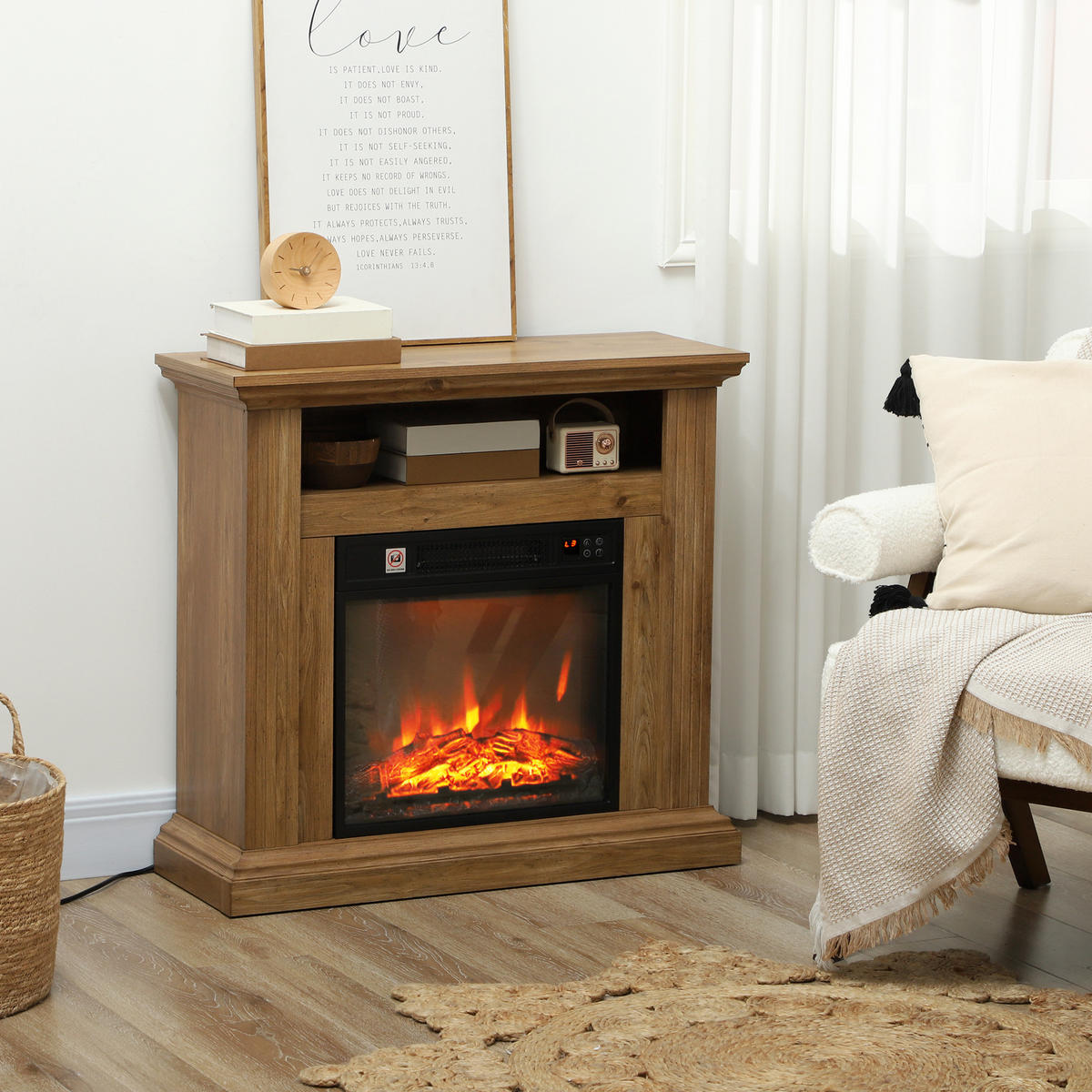 ELEKTROKAMIN DE-17042 3D-Flammeneffekt mit Fernbedienung Holzoptik Braun - Braun, Holzwerkstoff (81.5/76.2/30cm) - ComfortXL