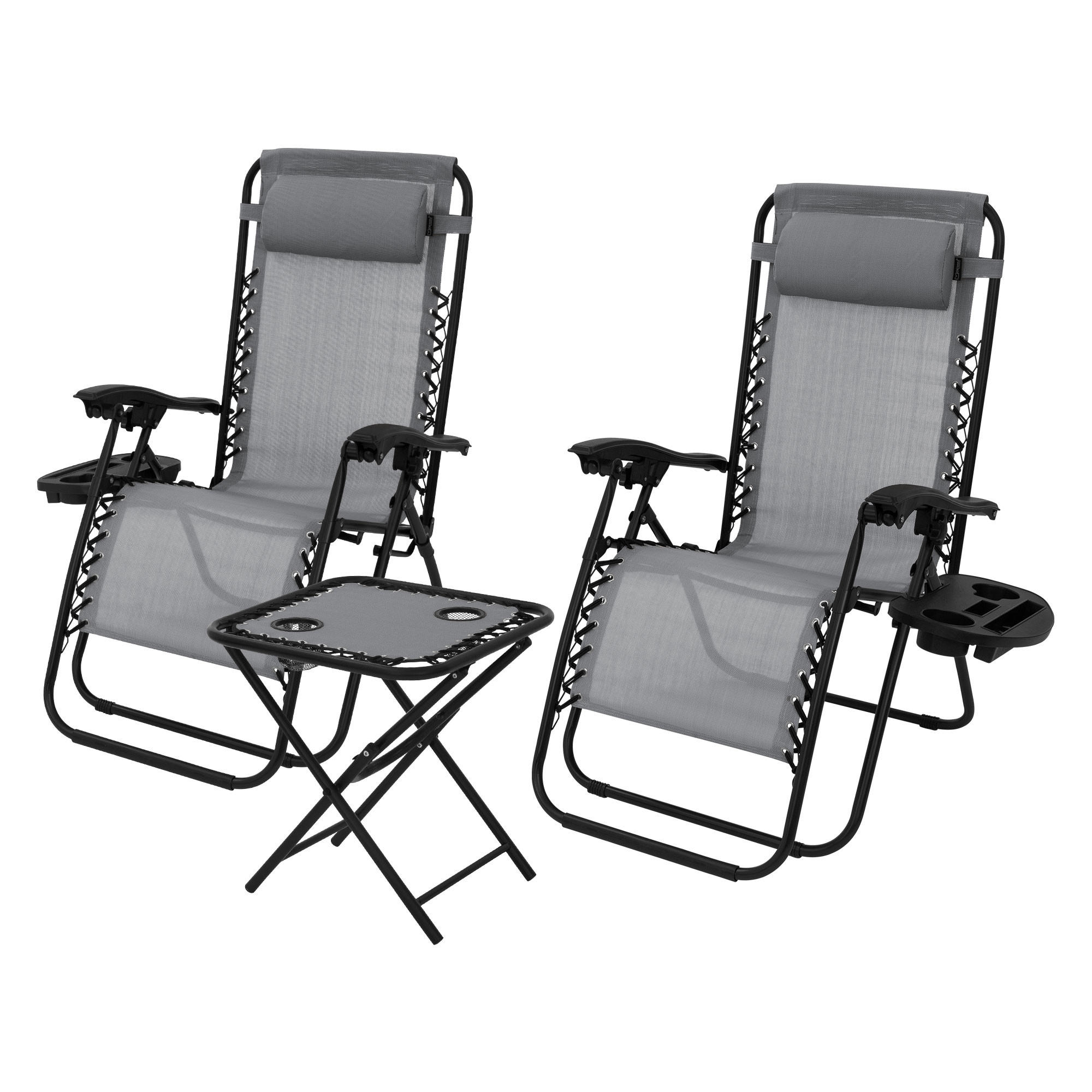 SONNENLIEGE 2er Set mit Tisch grau - Grau, Metall (65/110/138cm) - ML-DESIGN