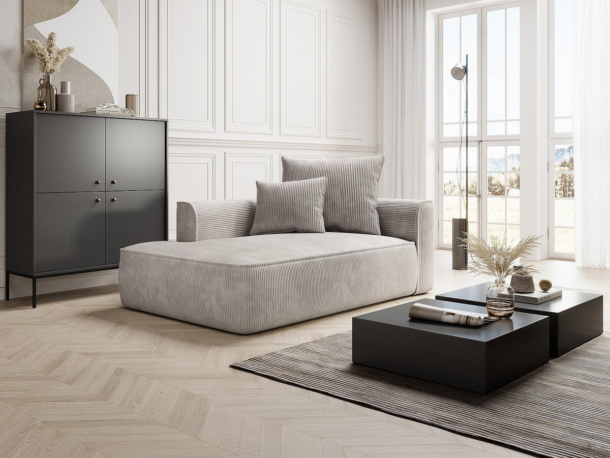 RECAMIERE ohne Schlaffunktion - 1 Person - Stoff, Samt - Beige - - Beige, Textil (180/67/115cm) - Vente-Unique