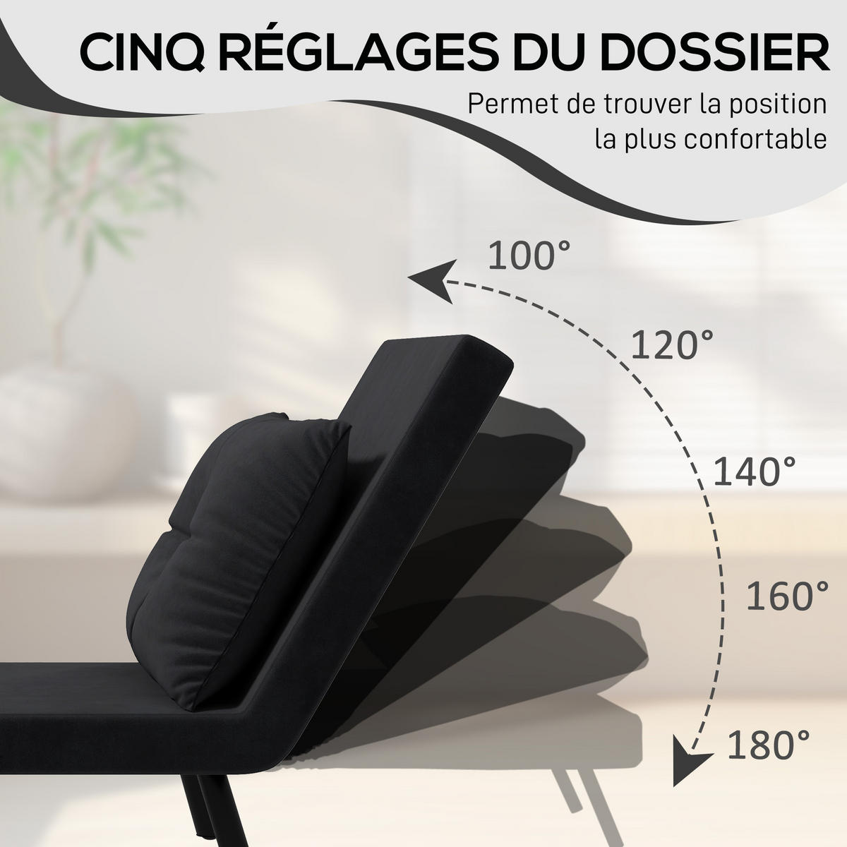SCHLAFSESSEL 4-in-1 DE-14594 mit 5-fach verstellbarer Rückenlehne Schwarz - Schwarz, Textil (73/81/63cm) - ComfortXL