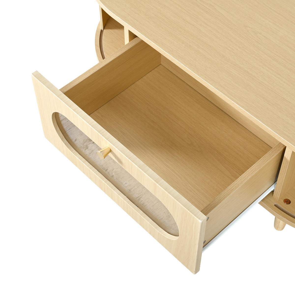 COUCHTISCH aus MDF 100x50x36 cm Eiche mit Schublade und Rollladentüren - Eichefarben, Holzwerkstoff (100/50/36cm) - IVMEU