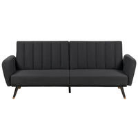 3-SITZER-SCHLAFSOFA Samtstoff schwarz Vimmerby - Schwarz, Textil (212/90/80cm) - Beliani