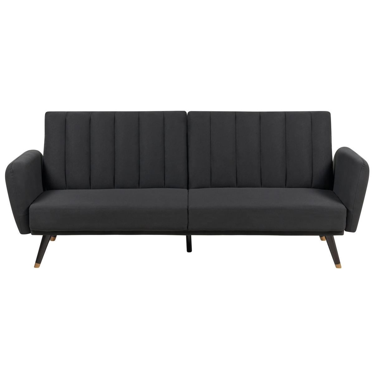 3-SITZER-SCHLAFSOFA Samtstoff schwarz Vimmerby - Schwarz, Textil (212/90/80cm) - Beliani