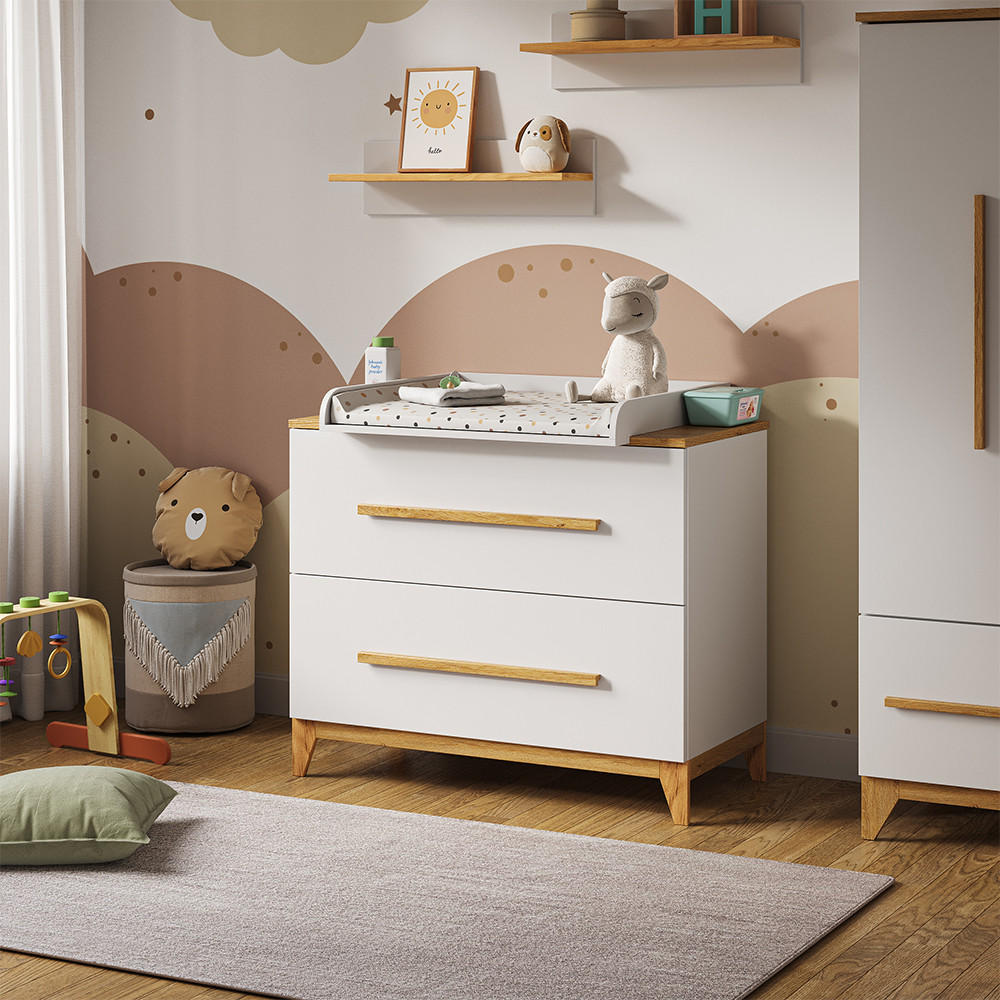 WICKELKOMMODE Malia Weiß 108 x 98 cm mit 2 Schubladen - Weiß, Holzwerkstoff (108/98/70cm) - VitaliSpa