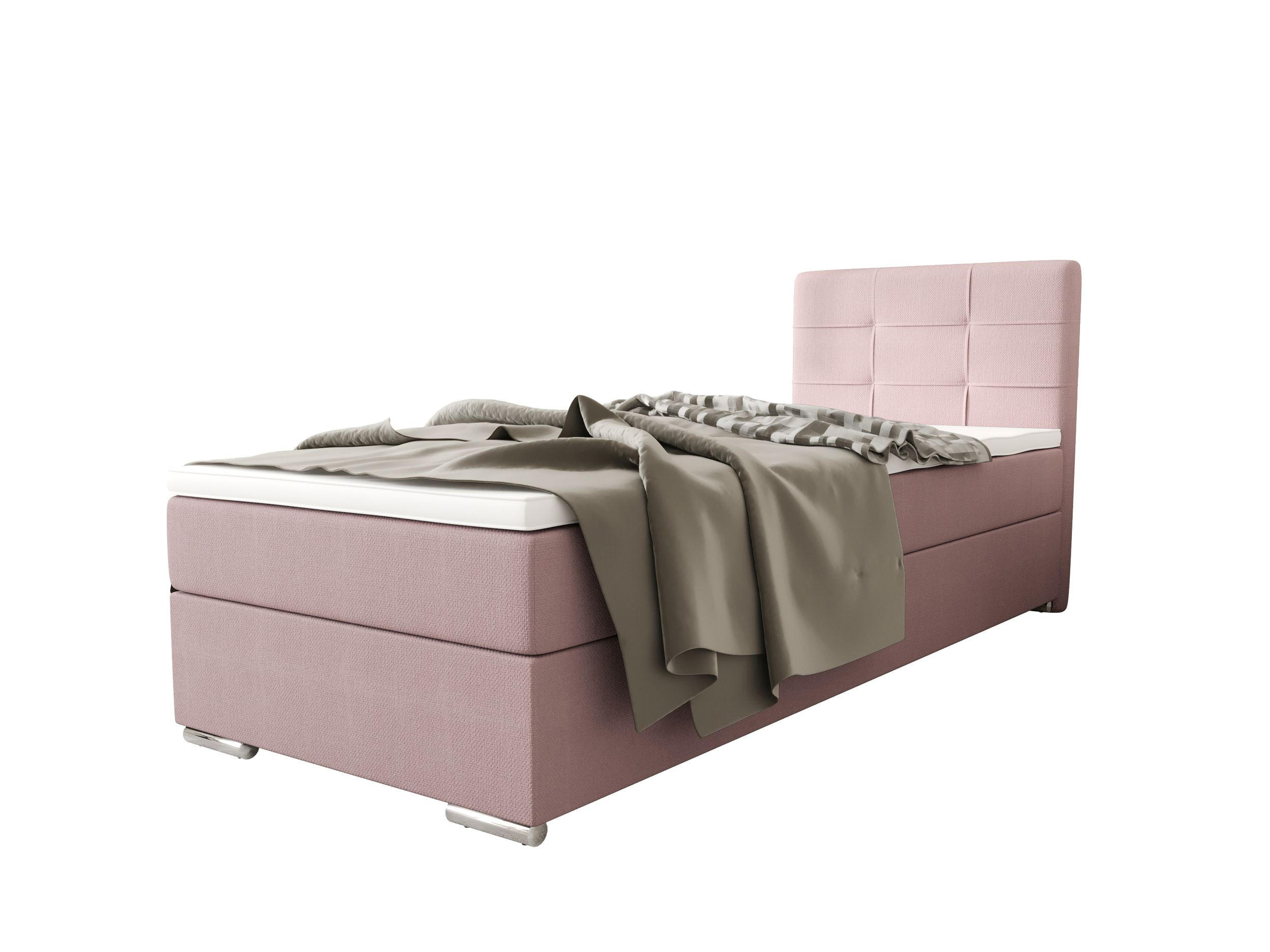 BOXBETT ZILANO 1 mit Matratze H3 und Topper 80x200 Cosmic 14 rechts - Pink, Holz/Textil (80/200cm) - Bedante