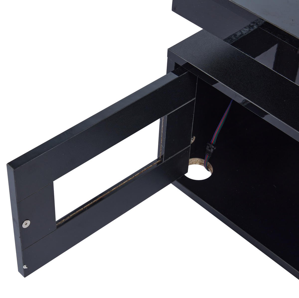 COUCHTISCH aus Spanplatte 100x50x43 cm in Schwarz mit LED & Steckdose - Schwarz, Holzwerkstoff (100/50/43cm) - Modfu