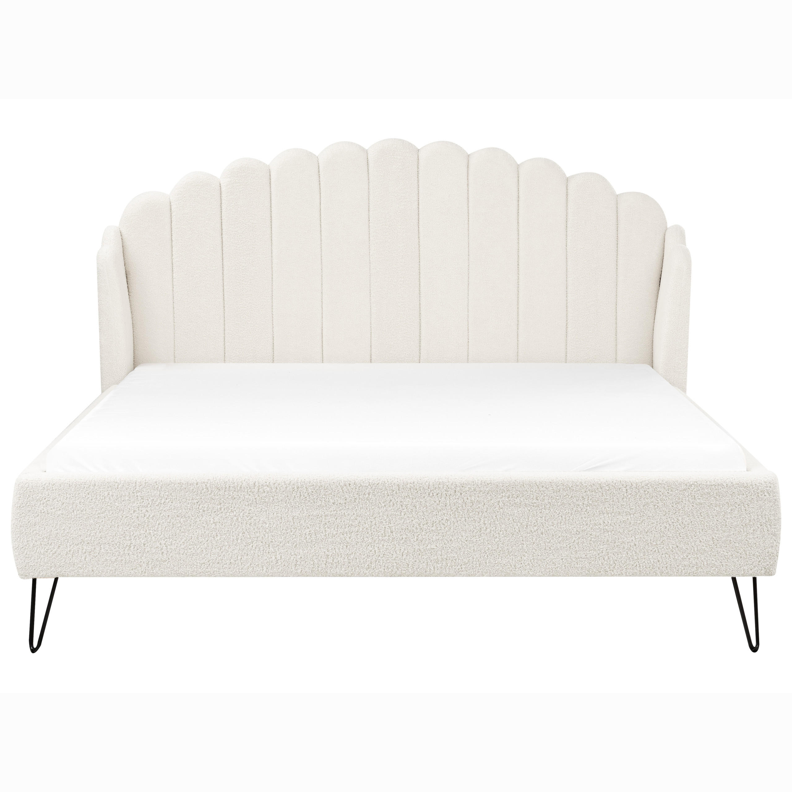 POLSTERBETT mit Lattenrost 180x200 cm Weiß Ambillou - Creme, Textil (180/200cm) - Beliani
