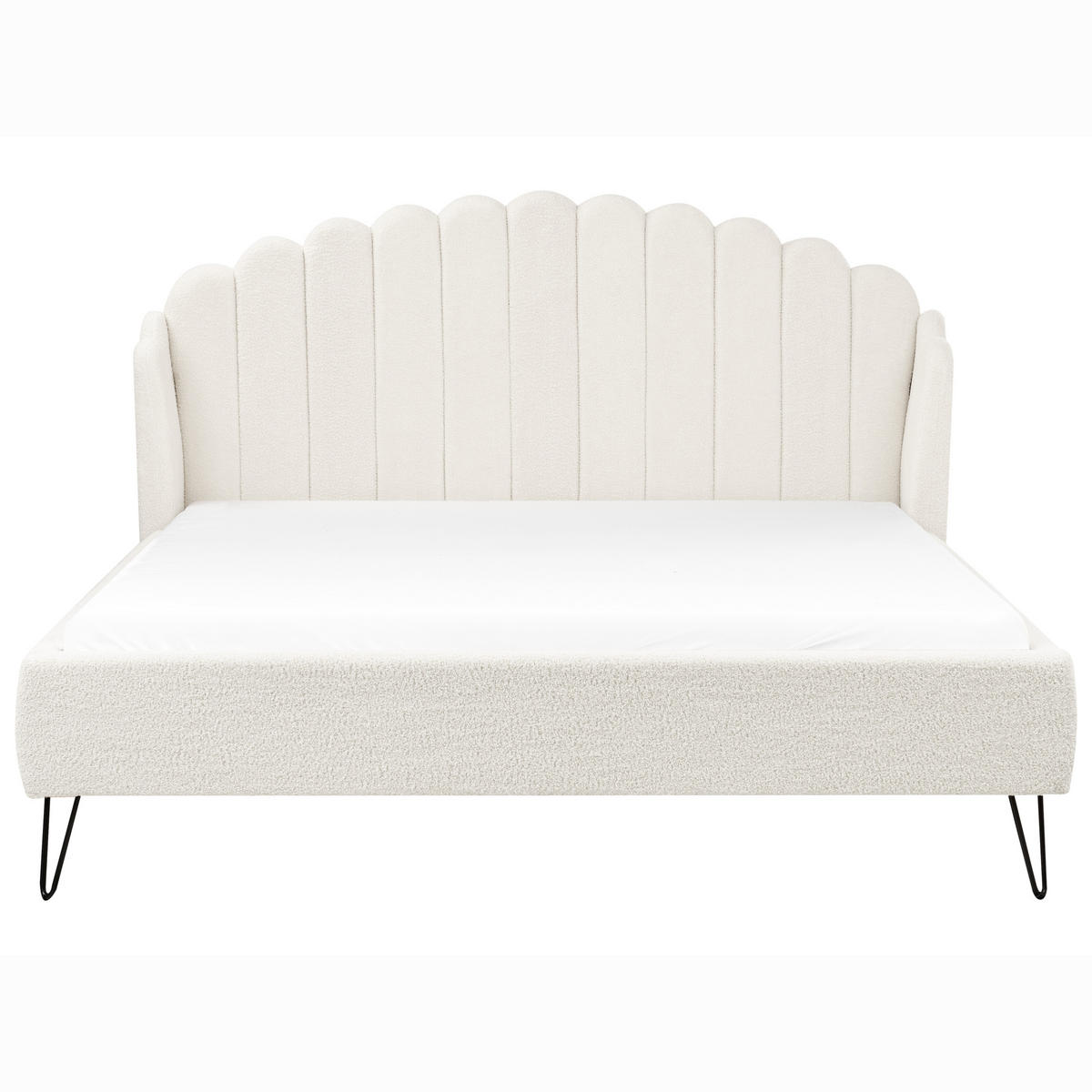 POLSTERBETT mit Lattenrost 180x200 cm Weiß Ambillou - Creme, Textil (180/200cm) - Beliani