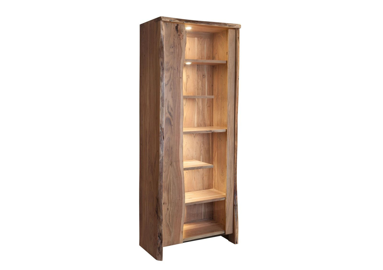 VITRINE Akazie 81x45x204 natur lackiert PURE ACACIA #107 - Braun, Holz (81/204/45cm) - Massivmoebel24
