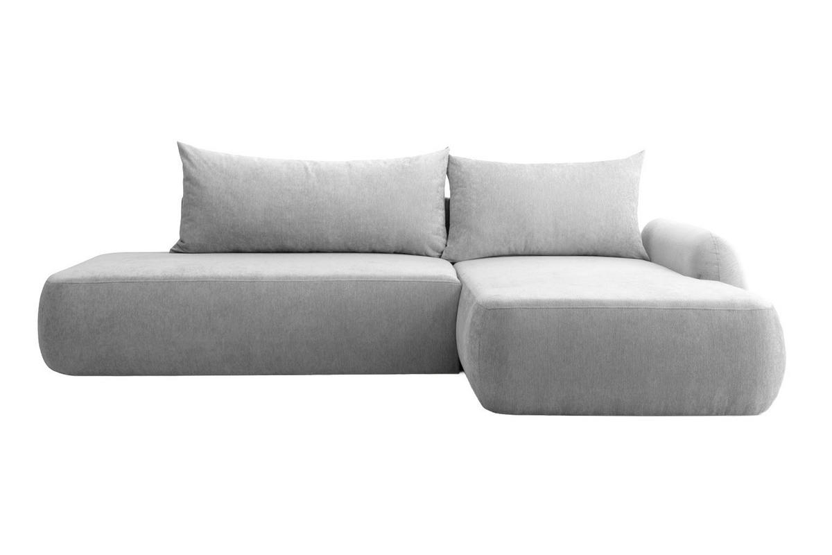 ECKSOFA Mit Schlaffunktion Und Bettkasten, Velvet-Stoff Vena, Grau, Rechts, HELA I - Grau, Holz (302/184cm) - Kaiser Möbel