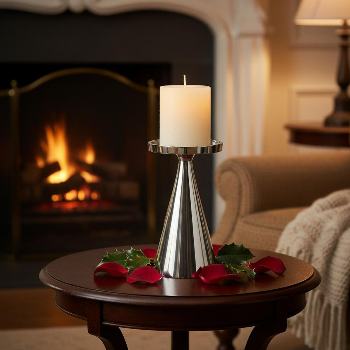 KERZENHALTER Silber 17 cm - Silberfarben, Metall (10/17/10cm) - Home Styling Collection