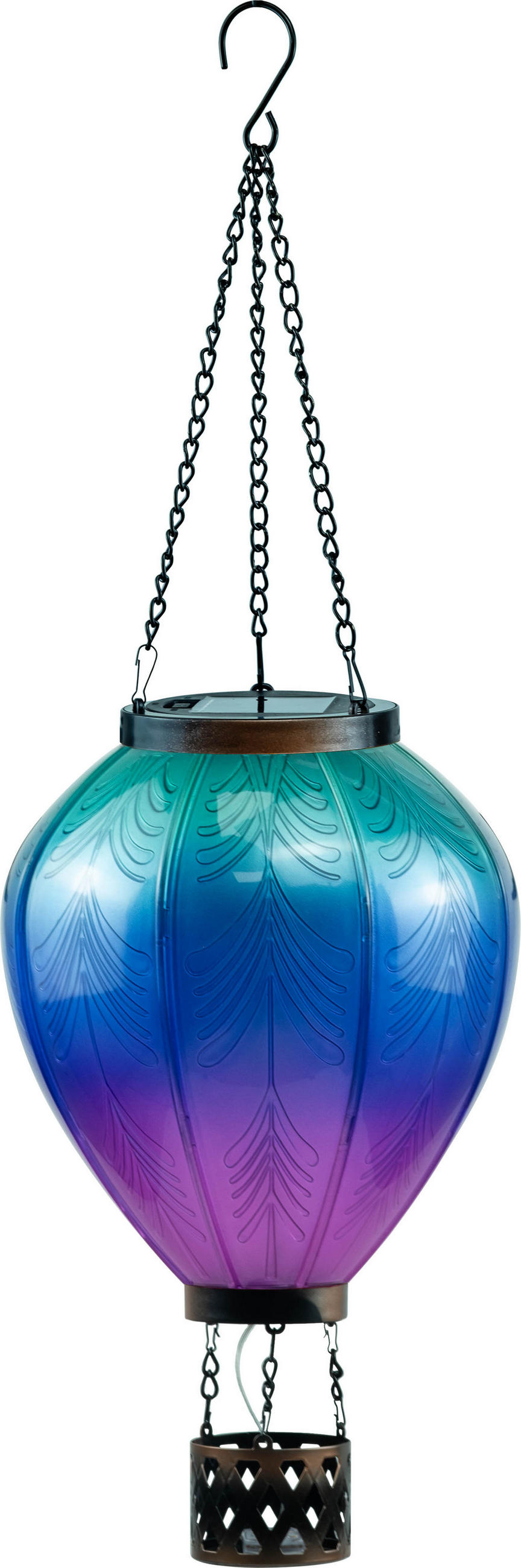 LED-SOLAR Laterne Heißluftballon Metall-Kunststoff Ø19x58cm Türkis Lila XL - Multicolor, Kunststoff (19/19/58cm) - Northpoint