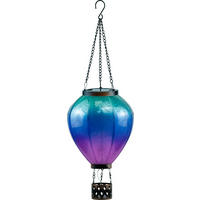 LED-SOLAR Laterne Heißluftballon Metall-Kunststoff Ø19x58cm Türkis Lila XL - Multicolor, Kunststoff (19/19/58cm) - Northpoint